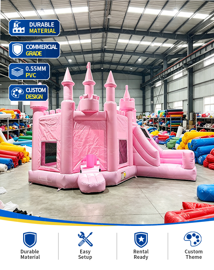 Commercial Pink Jumping House Inflatable Bouncer Combo Jumper for Event Rental Inflatable Play Bouncing House with Slide