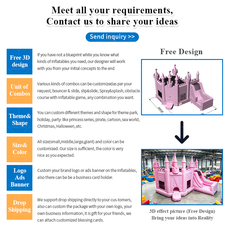 Commercial Pink Jumping House Inflatable Bouncer Combo Jumper for Event Rental Inflatable Play Bouncing House with Slide