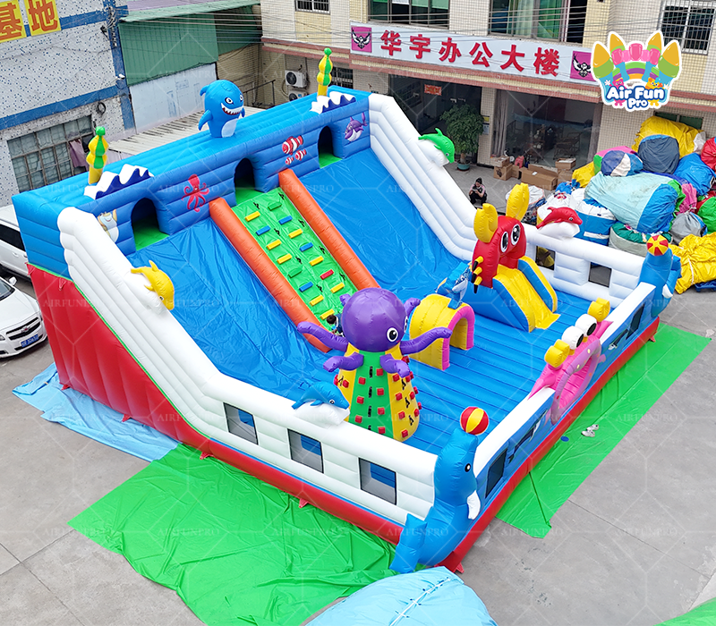 Commercial Party Inflatable Bouncer Marine World Themed Bounce House Slide Combo for Kids Inflatable Bouncy Jumping Castle