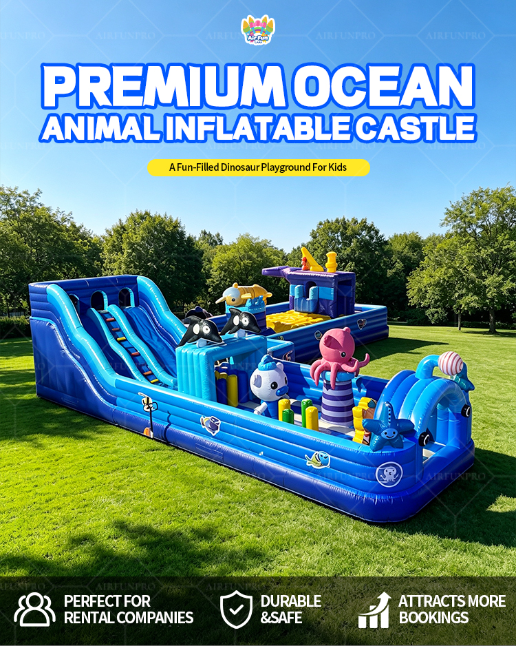 Commercial Kids Inflatable Theme Park Amusement Bounce House With Slide Obstacle Course Bouncer Court Combo Inflatable Playground PVC