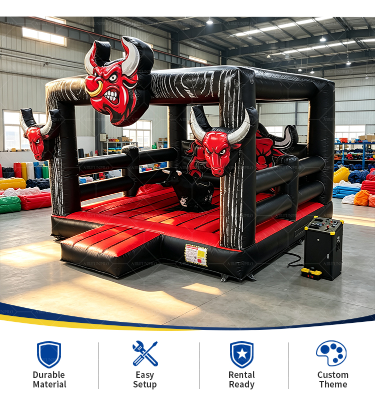 AIRFUNPRO Factory Price Inflatable Rodeo Bull Riding Sport Game Inflatable Mechanical Bull for Commercial Use