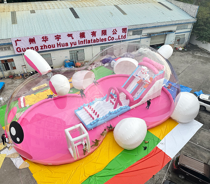 Bunny Car Themed Inflatable Playground | Commercial Transparent Inflatable Fun Park With Slide