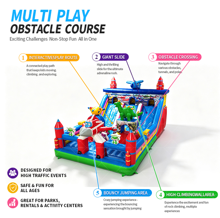 Space Aircraft Robot Inflatable Fun City｜Multi‑Play Commercial Bounce Slide Combo