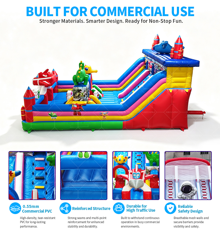 Space Aircraft Robot Inflatable Fun City｜Multi‑Play Commercial Bounce Slide Combo