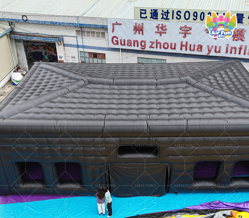 Black Inflatable Cube Tent House | Large Commercial Inflatable Event Tent For Party, Exhibition