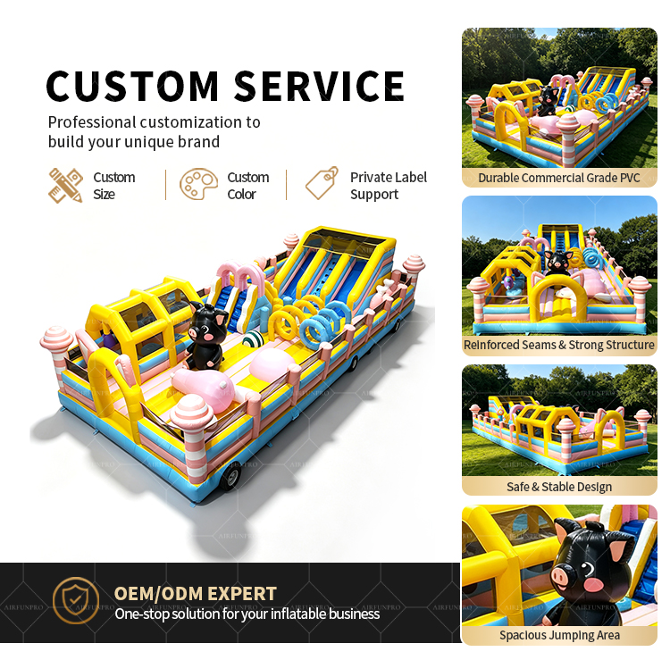 Commercial Multi Play Inflatable Obstacle Course, All-in-One Inflatable Play Equipment With Obstacle Crossing, Bounce Area, Climbing Wall
