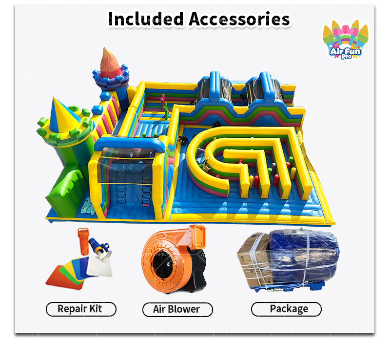 Commercial Candy Castle Inflatable Play Park, Large Inflatable Obstacle Course Combo With Maze, Climbing Wall