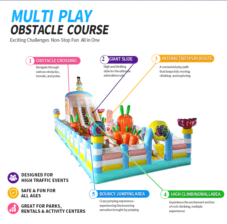 Commercial Bunny Carrot Farm Inflatable Playground | Inflatable Bounce Park with Dual Slide for Event