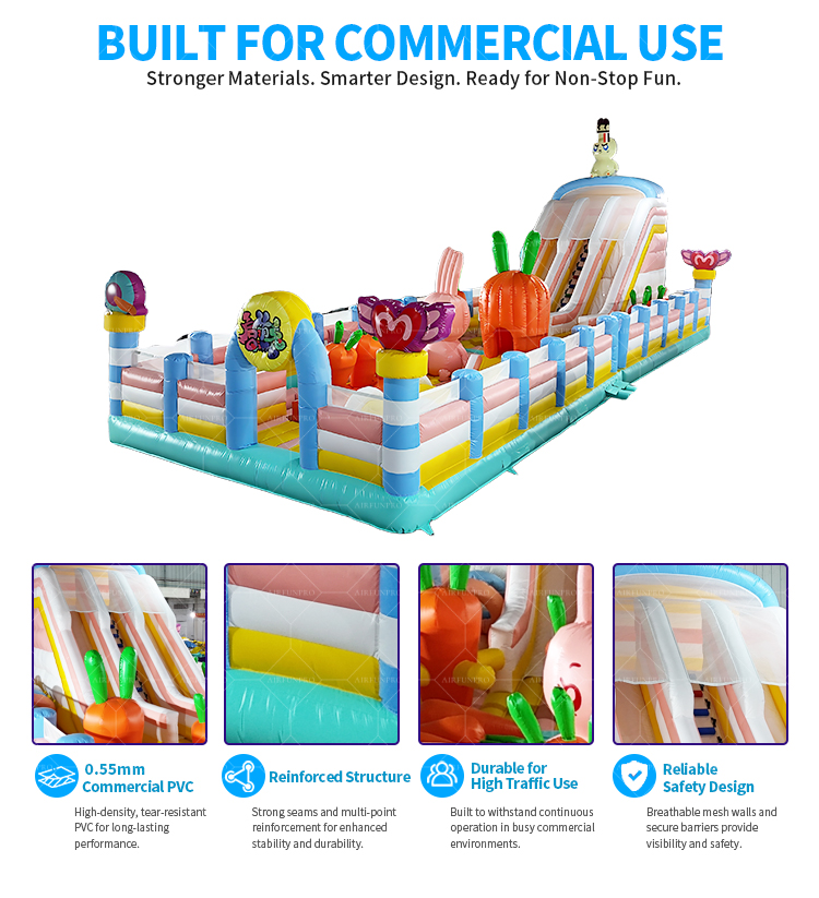 Commercial Bunny Carrot Farm Inflatable Playground | Inflatable Bounce Park with Dual Slide for Event