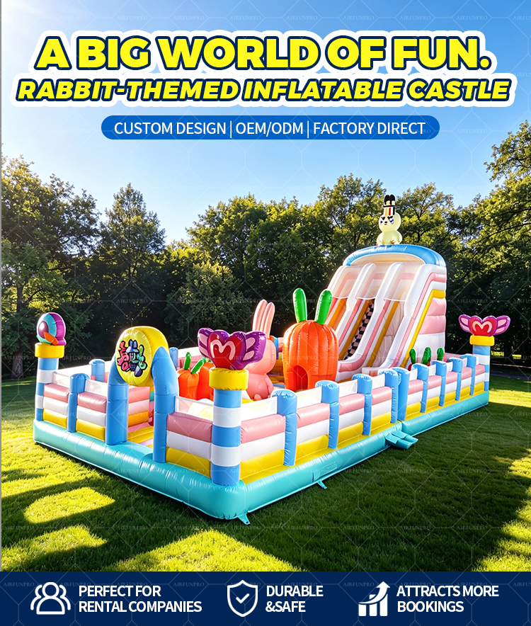 Commercial Bunny Carrot Farm Inflatable Playground | Inflatable Bounce Park with Dual Slide for Event