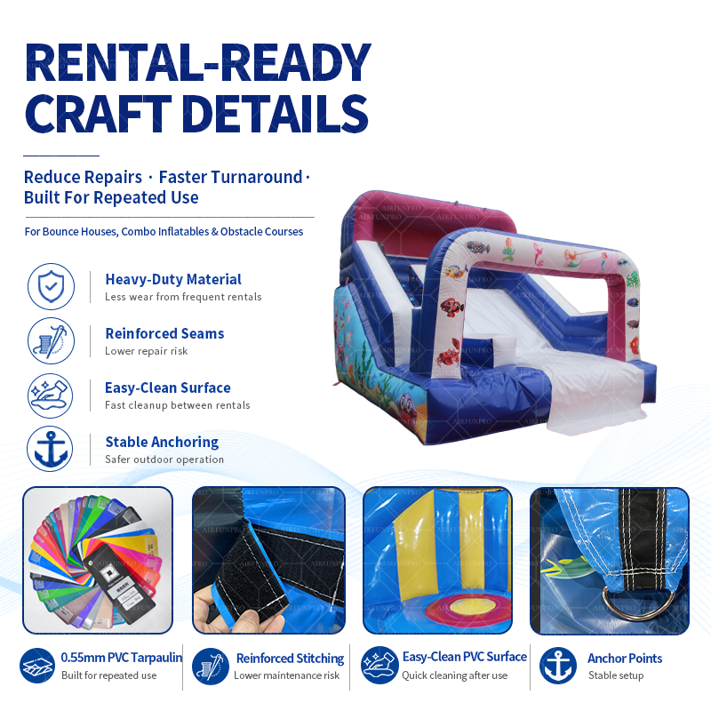 Commercial Ocean Theme Inflatable Bounce House With Slide 0.55mm PVC Rental Ready Kids Jumping Bouncy Castle Combo for Party