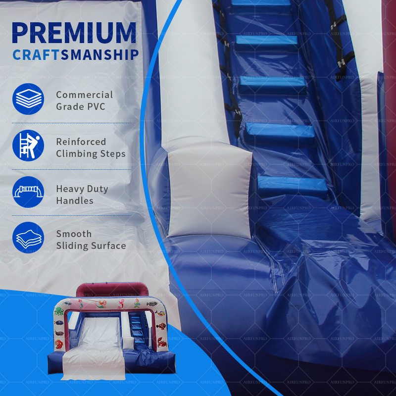 Commercial Ocean Theme Inflatable Bounce House With Slide 0.55mm PVC Rental Ready Kids Jumping Bouncy Castle Combo for Party