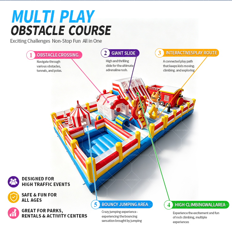 Multi Play Inflatable Obstacle Course｜Commercial All-in-One Inflatable Playground