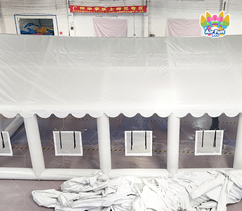 White Transparent Side Wall Inflatable Party Event Tent, Large Outdoor Inflatable Wedding Banquet Tent, Portable Inflatable Reception Exhibition Shelter Tent