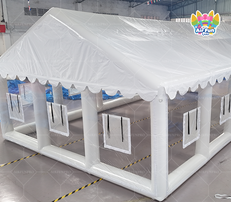 White Transparent Side Wall Inflatable Party Event Tent, Large Outdoor Inflatable Wedding Banquet Tent, Portable Inflatable Reception Exhibition Shelter Tent