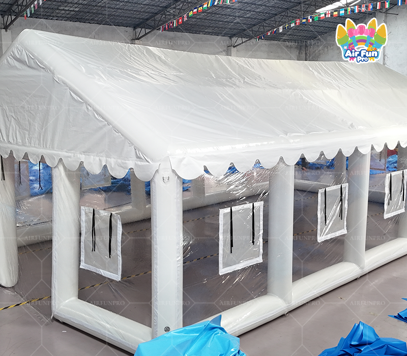 White Transparent Side Wall Inflatable Party Event Tent, Large Outdoor Inflatable Wedding Banquet Tent, Portable Inflatable Reception Exhibition Shelter Tent