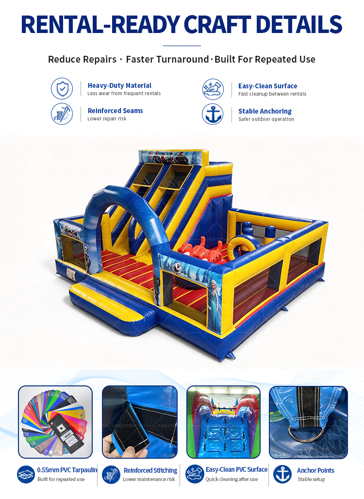 Frozen Themed Commercial Inflatable Slide Combo | Dual Lane Inflatable Bounce Playground