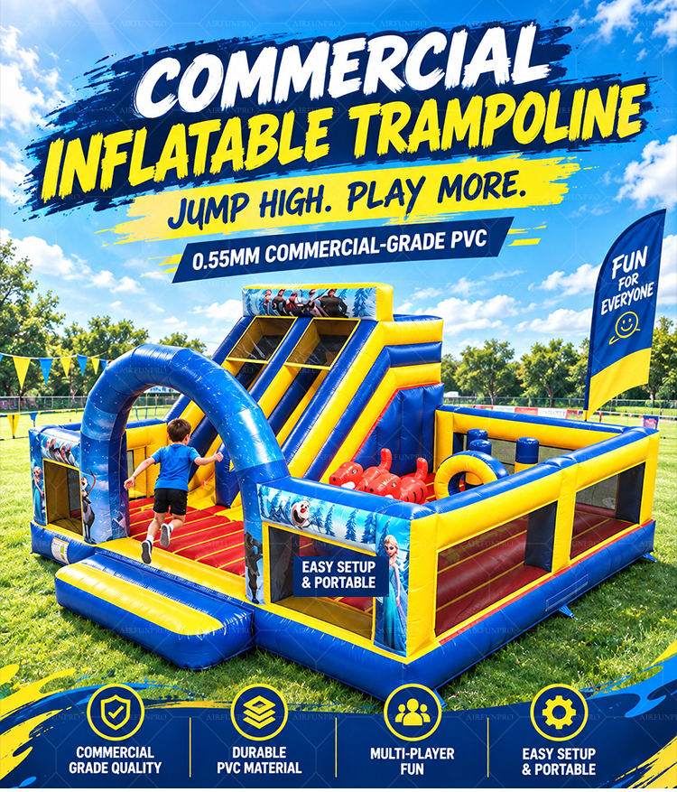 Frozen Themed Commercial Inflatable Slide Combo | Dual Lane Inflatable Bounce Playground