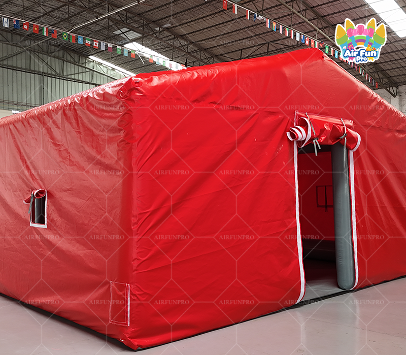 Large Red‑White Inflatable Emergency Shelter Tent, Portable Inflatable Temporary Warehouse Tent