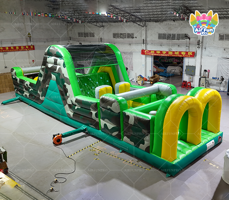 Heavy Duty 0.55mm PVC Inflatable Military Obstacle Course, Large Inflatable Assault Course for Kids