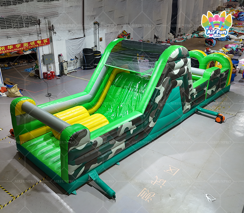 Heavy Duty 0.55mm PVC Inflatable Military Obstacle Course, Large Inflatable Assault Course for Kids