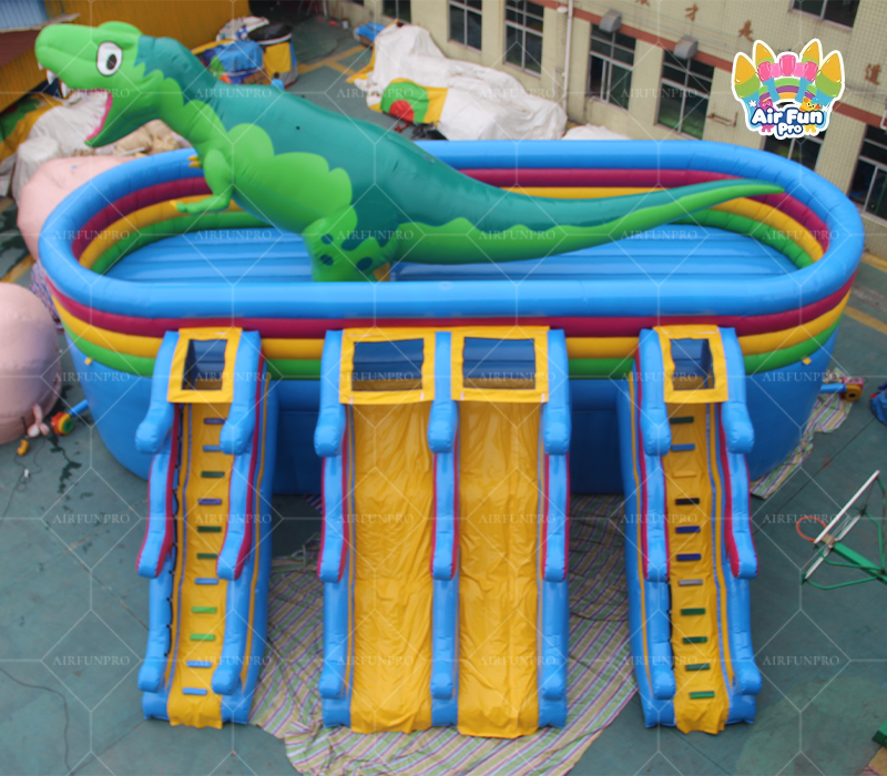Dinosaur Themed Inflatable Water Park｜Commercial Giant Inflatable Water Slide with Pool