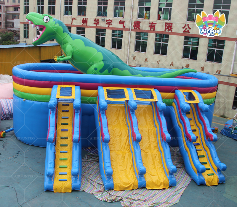Dinosaur Themed Inflatable Water Park｜Commercial Giant Inflatable Water Slide with Pool