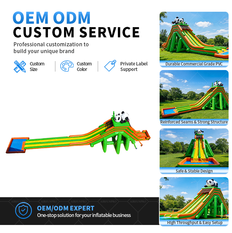Panda Theme Commercial Inflatable Water Slide｜Large Dual Lane Inflatable Water Slide for Rental Business