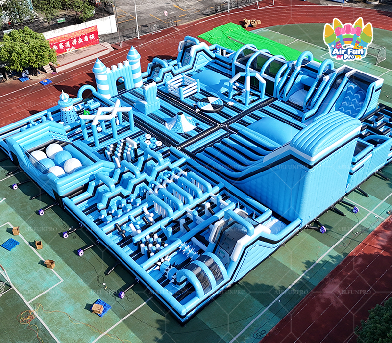 AirFunPro Dolphin-Themed Inflatable Water Park: Dual-Zone Slide and Play Castle