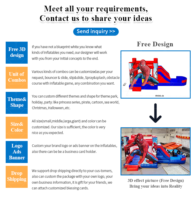 2026 Hot Selling Spider Theme Inflatable Bouncer Kids Bounce House With Slide Superhero Jumping Castle For Party Rental