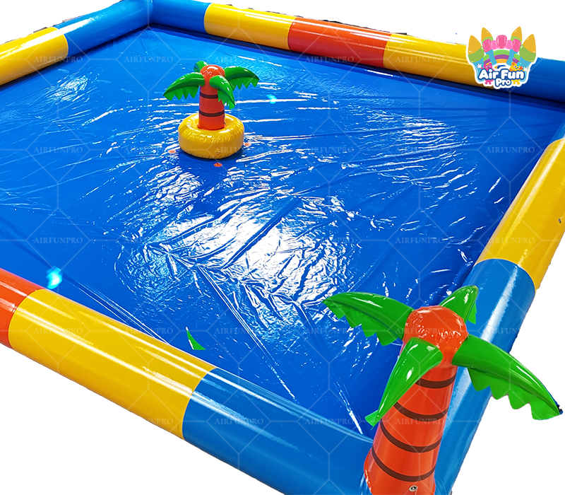 Commercial PVC Inflatable Water Pool With Coconut Tree Large Square Inflatable Swimming Pool For Kids Water Game Fishing Pond Ball Pit Custom Size