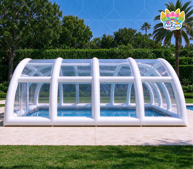 Transparent Inflatable Swimming Pool Enclosure Dome, Air Sealed Blow Up Pool Cover Tent, UV Resistant Waterproof Pool Shelter
