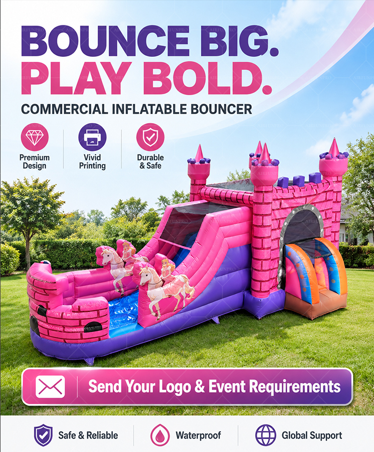Commercial PVC Inflatable Bouncer House Jumping Castle With Slide Backyard Printed  Bouncy Combo Inflatable Castle for Kids