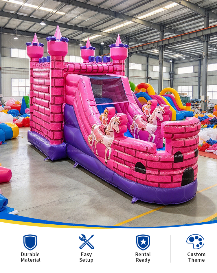 Commercial PVC Inflatable Bouncer House Jumping Castle With Slide Backyard Printed  Bouncy Combo Inflatable Castle for Kids