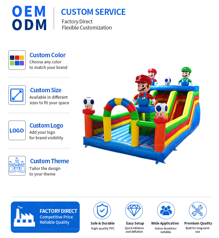 Commercial Grade Inflatable Mario Bouncer Bouncy Castle with Slide Inflatable Jumping Castle for Amusement Park