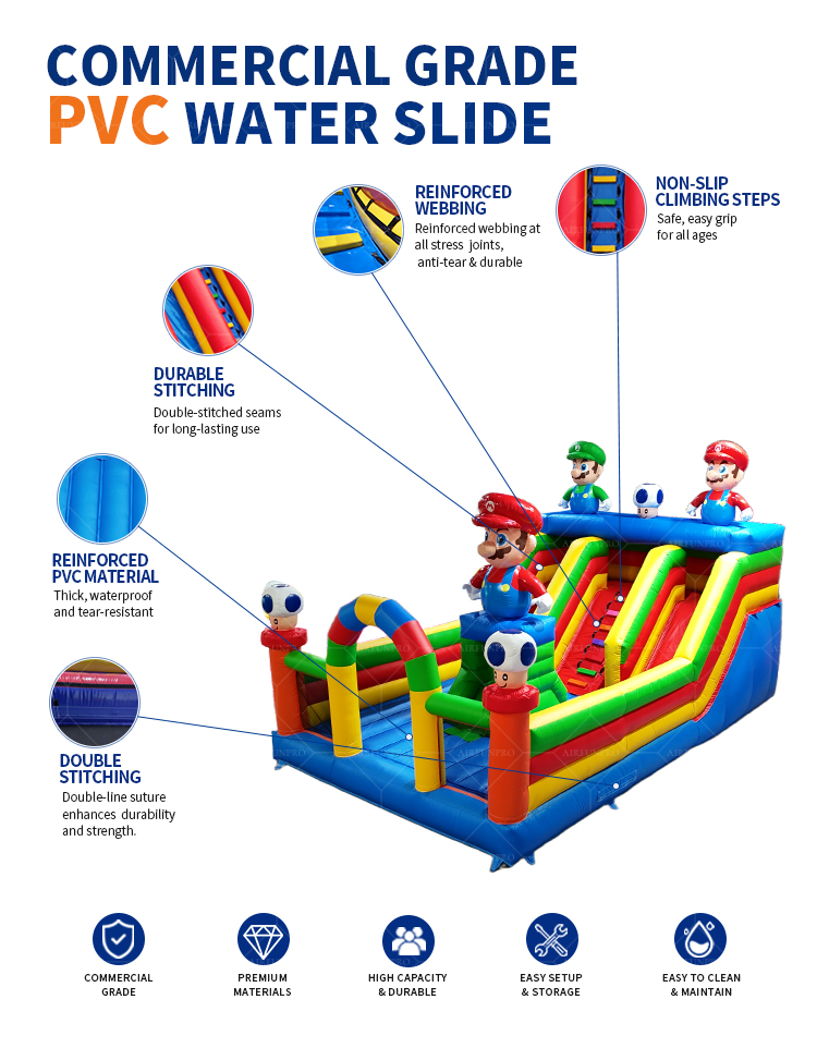 Commercial Grade Inflatable Mario Bouncer Bouncy Castle with Slide Inflatable Jumping Castle for Amusement Park