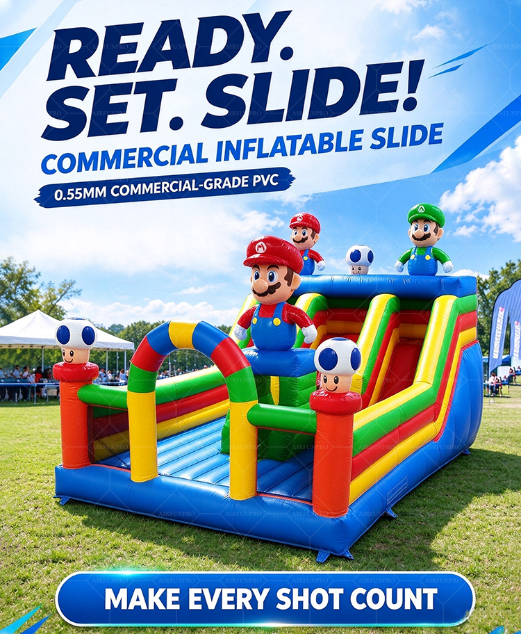Commercial Grade Inflatable Mario Bouncer Bouncy Castle with Slide Inflatable Jumping Castle for Amusement Park