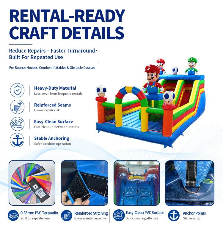 Commercial Grade Inflatable Mario Bouncer Bouncy Castle with Slide Inflatable Jumping Castle for Amusement Park