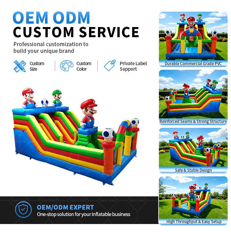 Commercial Grade Inflatable Mario Bouncer Bouncy Castle with Slide Inflatable Jumping Castle for Amusement Park