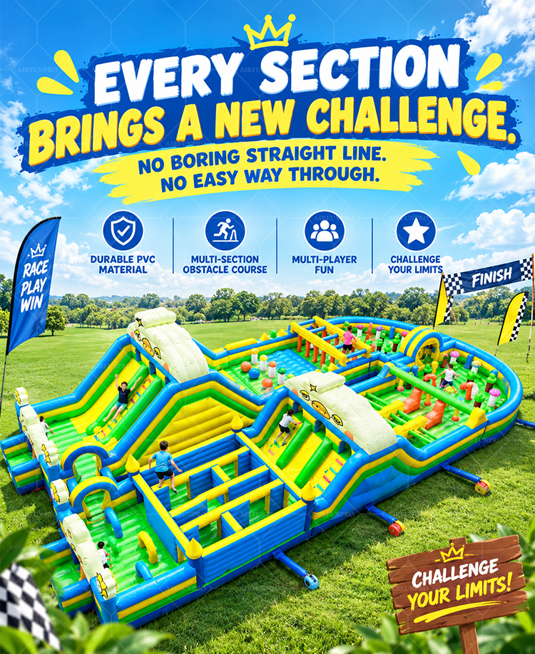 Inflatable Giant Obstacle Course for Kids Adult Challenge Slide Climbing Wall Race Amusement