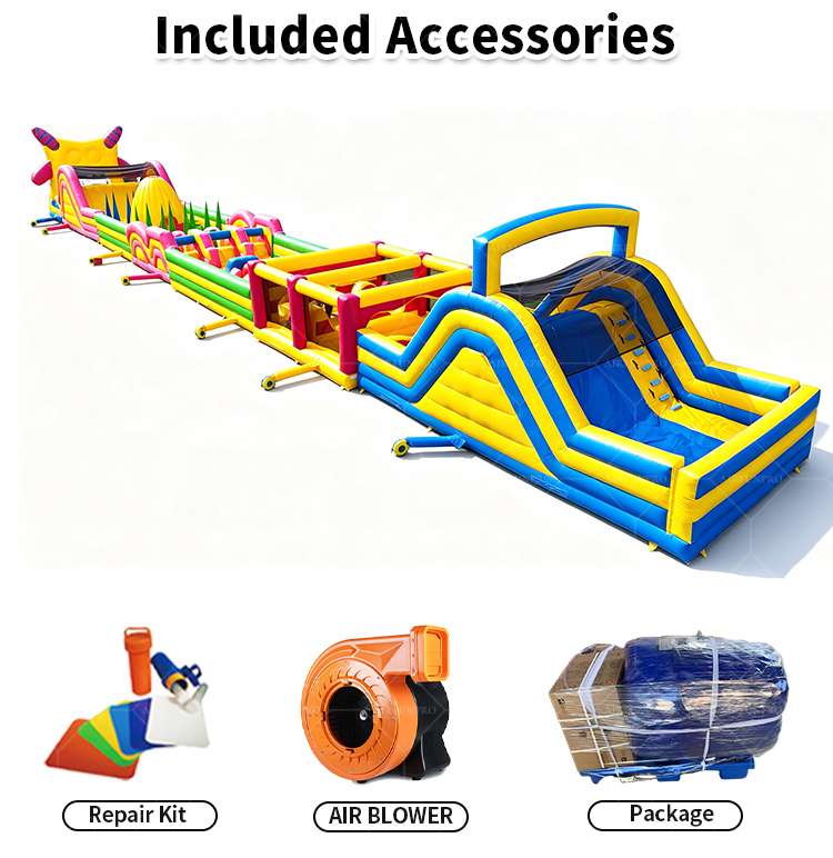 Commercial PVC Outdoor Cartoon Inflatable Obstacle Course Challenge Bounce House Obstacle Slide Kids Party Event Rental