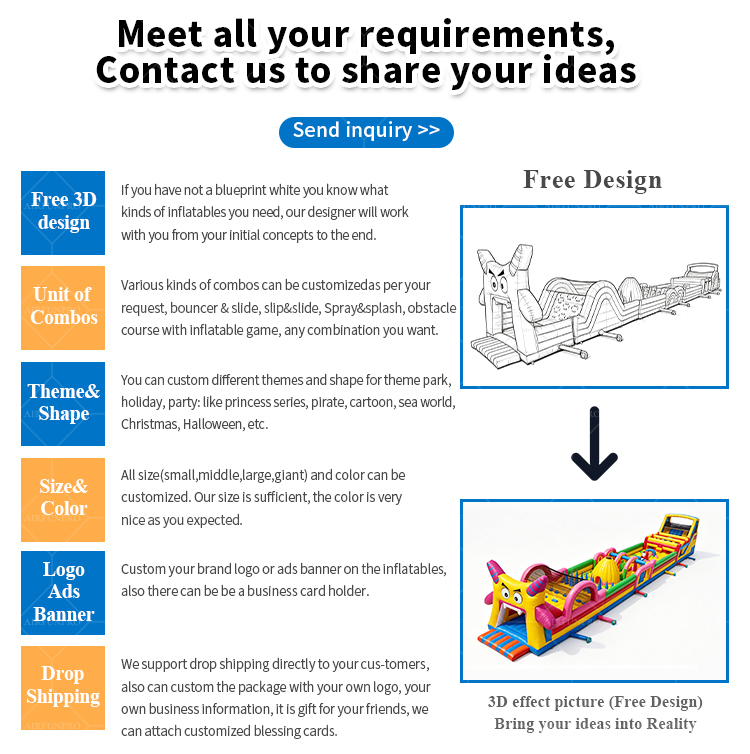 Commercial PVC Outdoor Cartoon Inflatable Obstacle Course Challenge Bounce House Obstacle Slide Kids Party Event Rental