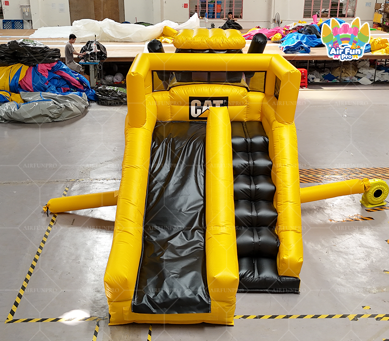 CAT Bulldozer Themed Inflatable Bounce Slide Combo | Construction Vehicle Bouncy Castle for Party Rental