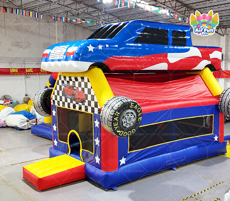 American Pickup Truck Themed Inflatable Bounce House | Racing Car Bouncy Castle for Party Rental